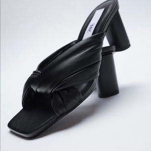 Zara Quilted Leather Mules Size 7.5 NWT